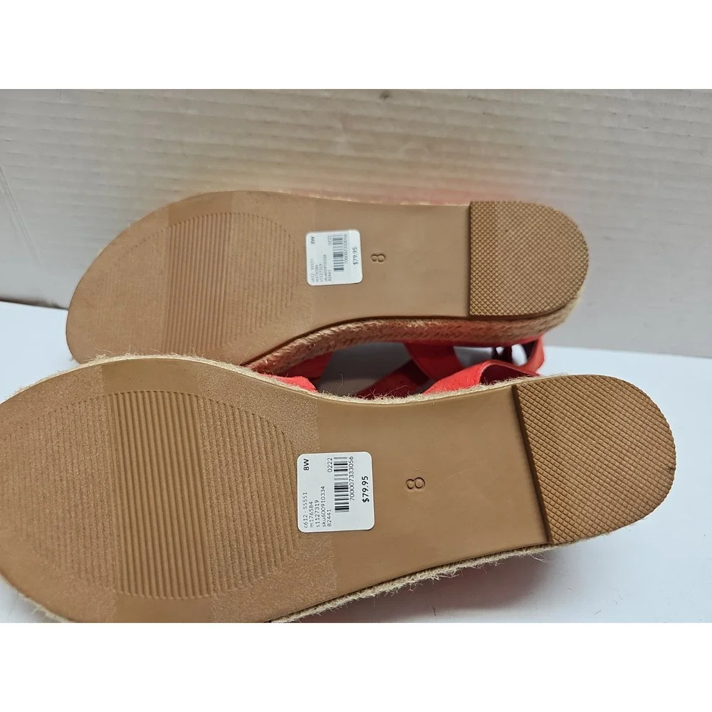 Lane Bryant Womens Coral Ankle Strap Wedge Espadrille Sandals 8W Platform